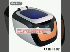 เครื่องทําความสะอาดดดิจิตอลความรุนแรงสําหรับเครื่องประดับ 42kHz สําหรับครัวเรือน นาฬิกาที่มีเวลา 5 วงจร
