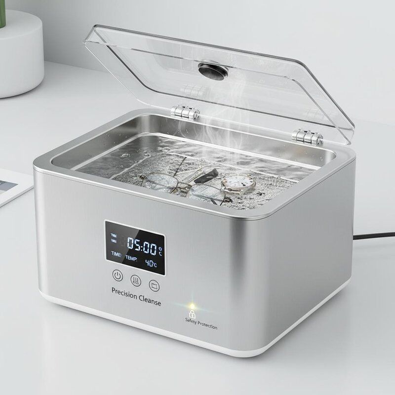 เครื่องทําความสะอาด ultrasonic บนโต๊ะ พร้อมการคุ้มกันความปลอดภัยและถังเหล็กไร้ขุ่น บริการทําความสะอาดสําหรับอุปกรณ์แม่นยํา